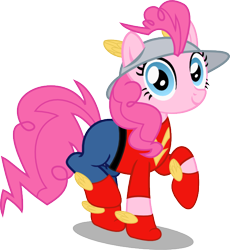 Size: 598x650 | Tagged: safe, artist:seahawk270, character:fili-second, character:pinkie pie, dc comics, female, golden age, jay garrick, parody, simple background, solo, the flash, transparent background, vector