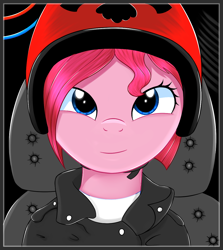 Size: 1086x1220 | Tagged: safe, artist:kas92, character:pinkamena diane pie, character:pinkie pie, carmageddon, crossover, die anna, female, helmet, solo