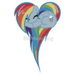 Size: 550x550 | Tagged: safe, artist:bamboodog, character:rainbow dash, clothing, female, heart, heart pony, iphone case, merchandise, redbubble, solo, sticker, t-shirt, watermark