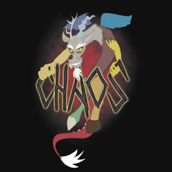 Size: 550x550 | Tagged: dead source, safe, artist:zedrin, character:discord, chaos, clothing, iphone case, male, merchandise, redbubble, shirt, solo, sticker, text