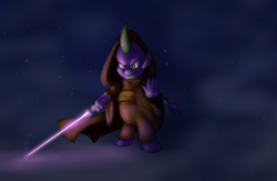 Size: 1280x835 | Tagged: safe, artist:jorobro, character:spike, crossover, daily life of spike, jedi, lightsaber, star wars