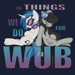 Size: 550x550 | Tagged: safe, artist:zedrin, character:dj pon-3, character:octavia melody, character:vinyl scratch, clothing, iphone case, merchandise, pun, redbubble, shirt, sticker, text, wub