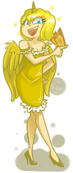 Size: 483x1137 | Tagged: safe, artist:steeve, oc, oc only, oc:ticket, species:alicorn, species:human, species:pony, abstract background, alicorn oc, clothing, dress, female, high heels, horned humanization, humanized, shoes, skinny, solo, winged humanization