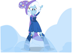 Size: 1200x886 | Tagged: safe, artist:seahawk270, character:trixie, equestria girls:rainbow rocks, g4, my little pony: equestria girls, my little pony:equestria girls, boots, clothing, corset, cute, dress, fall formal outfits, female, grin, high heel boots, simple background, smirk, smoke, smoke bomb, solo, transparent background, trixie's cape, trixie's hat, vector