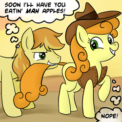 Size: 945x945 | Tagged: source needed, safe, artist:megasweet, artist:rustydooks, character:braeburn, character:carrot top, character:golden harvest, ship:carrotburn, female, male, shipping, straight