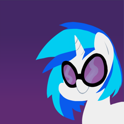 Size: 500x500 | Tagged: safe, artist:coggler, character:dj pon-3, character:vinyl scratch, cute, female, purple background, simple background, solo