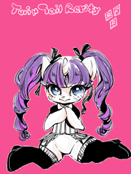 Size: 480x640 | Tagged: safe, artist:wan, character:rarity, alternate hairstyle, twintails