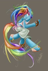 Size: 2444x3624 | Tagged: safe, artist:my-magic-dream, character:rainbow dash, species:anthro, female, high res, smiling, solo