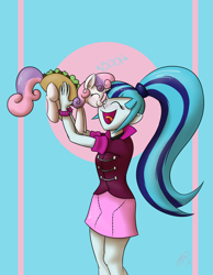 Size: 1024x1317 | Tagged: safe, artist:jorobro, character:sonata dusk, character:sweetie belle, my little pony:equestria girls, boop, cute, diasweetes, pony as food, sonatabetes, sonataco, taco, taco belle, taco suit