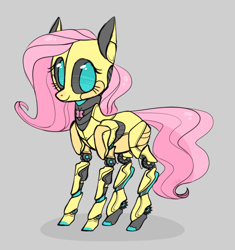 Size: 1280x1364 | Tagged: safe, artist:jellybeanbullet, character:fluttershy, species:pony, female, flutterbot, robot, robot pony, smiling, solo, wingless