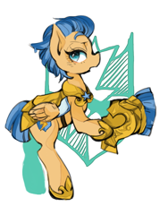 Size: 480x640 | Tagged: safe, artist:wan, character:flash sentry, species:pegasus, species:pony, female, flare warden, helmet, hoof shoes, mare, profile, rule 63, solo