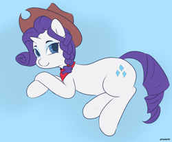 Size: 2000x1652 | Tagged: safe, artist:zoarity, character:rarity, accessory swap, alternate hairstyle, bandana, braid, clothing, female, hat, simple background, solo