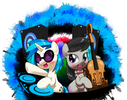 Size: 2300x1800 | Tagged: safe, artist:hoyeechun, character:dj pon-3, character:octavia melody, character:vinyl scratch, episode:slice of life, g4, my little pony: friendship is magic, sunglasses