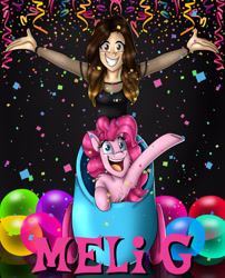 Size: 2268x2808 | Tagged: safe, artist:namygaga, character:pinkie pie, species:human, party cannon