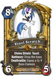 Size: 400x573 | Tagged: safe, artist:nevobaster, character:dj pon-3, character:vinyl scratch, bass cannon, crossover, female, hearthstone, solo