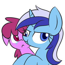 Size: 650x650 | Tagged: safe, artist:acersiii, character:berry punch, character:berryshine, character:minuette, cross-eyed, crying, photobomb, scrunchy face