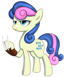 Size: 1509x1788 | Tagged: safe, artist:kas92, character:bon bon, character:sweetie drops, episode:slice of life, g4, my little pony: friendship is magic, bon bond, claws, female, simple background, solo, transparent background, weapon