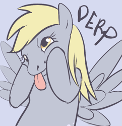 Size: 637x657 | Tagged: safe, artist:clovercoin, character:derpy hooves, species:pegasus, species:pony, blep, cute, derp, derpabetes, female, mare, silly, silly pony, smiling, solo, spread wings, squishy cheeks, tongue out, wings