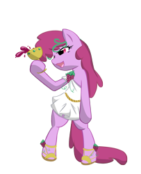 Size: 1627x2000 | Tagged: dead source, safe, artist:bamboodog, artist:nicolasnsane, character:berry punch, character:berryshine, species:earth pony, species:pony, alcohol, bipedal, clothing, dionysus, drink, female, greek, hoof hold, mare, sandals, simple background, solo, transparent background, vector