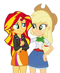 Size: 9237x11084 | Tagged: safe, artist:decprincess, character:applejack, character:sunset shimmer, equestria girls:rainbow rocks, g4, my little pony: equestria girls, my little pony:equestria girls, absurd resolution, clothing, simple background, skirt, transparent background, vector