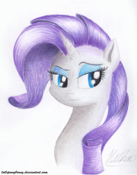 Size: 1024x1302 | Tagged: safe, artist:lollipony, character:rarity, species:pony, species:unicorn, female, mare, portrait, signature, simple background, solo, traditional art, white background
