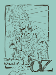 Size: 1000x1333 | Tagged: safe, artist:wan, character:coco pommel, episode:made in manehattan, g4, my little pony: friendship is magic, monochrome, ponified, the wizard of oz