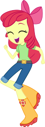Size: 4000x11272 | Tagged: safe, artist:mit-boy, character:apple bloom, episode:a perfect day for fun, equestria girls:rainbow rocks, g4, my little pony: equestria girls, my little pony:equestria girls, absurd resolution, apple bloom's bow, boots, bow, clothing, dancing, eyes closed, female, hair bow, happy, short pants, simple background, solo, transparent background, vector