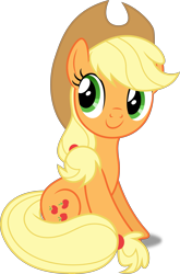 Size: 3305x5000 | Tagged: safe, artist:dashiesparkle edit, artist:hawk9mm, edit, character:applejack, ponyscape, episode:scare master, g4, my little pony: friendship is magic, .svg available, absurd resolution, c:, clothing, cowboy hat, cute, female, full body, hat, jackabetes, simple background, sitting, smiling, solo, stetson, transparent background, vector, vector edit