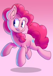 Size: 1400x2000 | Tagged: safe, artist:zoiby, character:pinkie pie, species:earth pony, species:pony, female, mare, pink background, simple background, smiling, solo