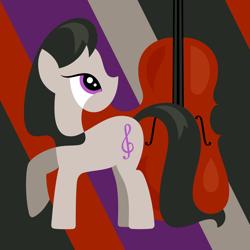Size: 1600x1600 | Tagged: safe, artist:dahtamnay, character:octavia melody, species:earth pony, species:pony, cello, cutie mark, female, hooves, lineless, looking back, mare, minimalist, musical instrument, raised hoof, solo