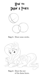 Size: 632x1264 | Tagged: safe, artist:giantmosquito, character:fluttershy, species:pegasus, species:pony, comic, how to draw, how to draw an owl meme, lineart, monochrome, tutorial