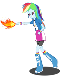 Size: 2604x3168 | Tagged: safe, artist:deannaphantom13, character:rainbow dash, my little pony:equestria girls, avatar the last airbender, crossover, female, fire, firebending, pyrokinesis, simple background, solo, transparent background