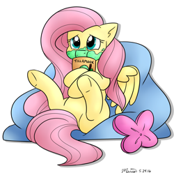 Size: 1400x1390 | Tagged: safe, artist:melodicmarzipan, character:fluttershy, beanbag chair, female, food, ice cream, sitting, solo