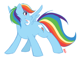 Size: 1600x1200 | Tagged: safe, artist:collaredginger, character:rainbow dash, species:pegasus, species:pony, female, looking back, mare, simple background, solo, white background