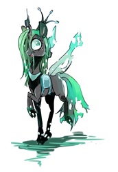 Size: 600x872 | Tagged: safe, artist:sibashen, character:queen chrysalis, species:changeling, changeling queen, female, looking at you, simple background, solo, white background