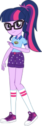 Size: 991x2966 | Tagged: safe, artist:imperfectxiii, character:twilight sparkle, character:twilight sparkle (scitwi), species:eqg human, equestria girls:legend of everfree, g4, my little pony: equestria girls, my little pony:equestria girls, camp everfree outfits, clothing, converse, female, glasses, ponytail, shoes, shorts, simple background, sneakers, socks, solo, transparent background, vector
