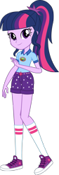 Size: 991x2966 | Tagged: safe, artist:imperfectxiii, character:twilight sparkle, character:twilight sparkle (scitwi), species:eqg human, episode:campfire tales, equestria girls:legend of everfree, g4, my little pony: equestria girls, my little pony: friendship is magic, my little pony:equestria girls, camp everfree logo, camp everfree outfits, clothing, converse, female, ponytail, shoes, shorts, simple background, sneakers, socks, solo, transparent background, vector