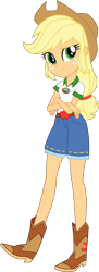 Size: 1076x2959 | Tagged: safe, artist:imperfectxiii, character:applejack, equestria girls:legend of everfree, g4, my little pony: equestria girls, my little pony:equestria girls, boots, clothing, cowboy boots, cowboy hat, crossed arms, denim shorts, denim skirt, female, hat, legs, shoes, shorts, simple background, skirt, solo, stetson, transparent background, updated, vector