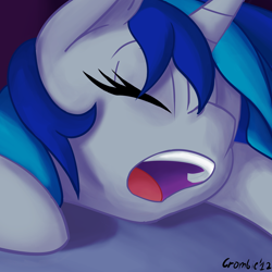 Size: 2500x2500 | Tagged: safe, artist:crombiettw, character:dj pon-3, character:vinyl scratch, face, female, high res, mouth, solo, yawn