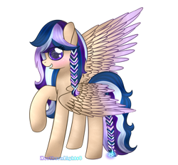 Size: 1024x951 | Tagged: safe, artist:northlights8, oc, oc only, oc:gradient breeze, species:pegasus, species:pony, braid, colored wings, colored wingtips, simple background, solo, transparent background
