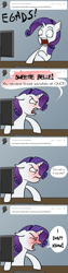 Size: 1163x4651 | Tagged: safe, artist:lemondevil, character:rarity, species:pony, species:unicorn, angry, ask, biporarity, blushing, clothing, computer, female, floppy ears, implied sweetie belle, mare, sandals, socks, socks with sandals, solo
