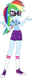 Size: 2222x5453 | Tagged: safe, artist:imperfectxiii, character:rainbow dash, character:twilight sparkle, character:twilight sparkle (scitwi), species:eqg human, equestria girls:legend of everfree, g4, my little pony: equestria girls, my little pony:equestria girls, absurd resolution, camp everfree outfits, clothes swap, clothing, commission, converse, female, glasses, human rainbow, nerd, point commission, shirt, shoes, shorts, simple background, socks, solo, standing, stars, transparent background, vector