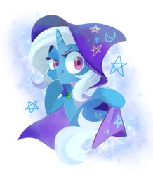 Size: 783x900 | Tagged: safe, artist:sibashen, character:trixie, species:pony, species:unicorn, clothing, female, hat, mare, smiling, solo, trixie's hat