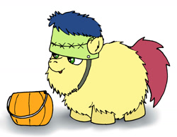 Size: 1267x985 | Tagged: safe, artist:coalheart, fluffy pony, frankenstein's monster, halloween, pumpkin bucket