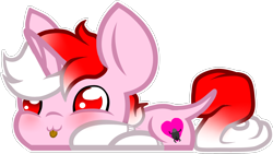 Size: 1888x1065 | Tagged: safe, artist:anxiouslilnerd, base used, oc, oc only, oc:snuggle bugg, species:changeling, changeling oc, chibi, clothing, cute, gradient hair, long tail, simple background, socks, solo, tongue out, transparent background