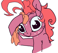 Size: 395x355 | Tagged: safe, artist:lunarmarshmallow, character:pinkie pie, species:earth pony, species:pony, female, reaction image, simple background, solo, sweat, sweating towel guy, towel, transparent background