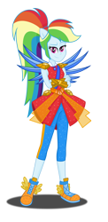 Size: 2320x4747 | Tagged: safe, artist:deannaphantom13, character:rainbow dash, equestria girls:legend of everfree, g4, my little pony: equestria girls, my little pony:equestria girls, absurd resolution, clothing, crossed arms, crystal guardian, crystal wings, dress, female, hasbro, hasbro studios, looking at you, ponied up, ponytail, shoes, simple background, smiling, sneakers, solo, standing, super ponied up, transparent background, wings