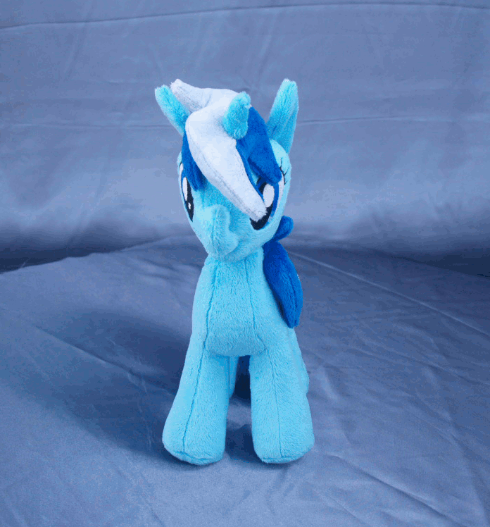 Size: 696x748 | Tagged: safe, artist:adamar44, character:minuette, species:pony, species:unicorn, animated, gif, irl, perfect loop, photo, plushie, rotating, solo, stop motion