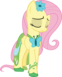 Size: 5000x6231 | Tagged: safe, artist:xpesifeindx, character:fluttershy, species:pegasus, species:pony, episode:suited for success, g4, my little pony: friendship is magic, absurd resolution, beautiful, clothing, cute, dress, female, flower, flower in hair, gala dress, simple background, solo, transparent background, vector