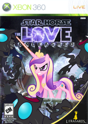 Size: 708x1000 | Tagged: safe, artist:nickyv917, character:princess cadance, species:changeling, cover, crossover, implied bon bon, implied lyra, lightsaber, parody, pun, space, star wars, star wars expanded universe, star wars the force unleashed, weapon, xbox 360